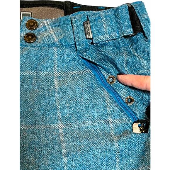 SESSIONS Switch Window Ridge Series Blue Plaid Waterproof Pants ~ Women's SMALL - Picture 5 of 16